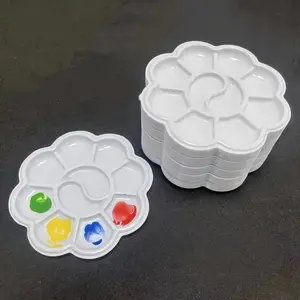 10pcs Mini Flower Shaped Plastic Paint Palettes - Art Painting Trays for Watercolor, Acrylic & Gouache Paint Mixing