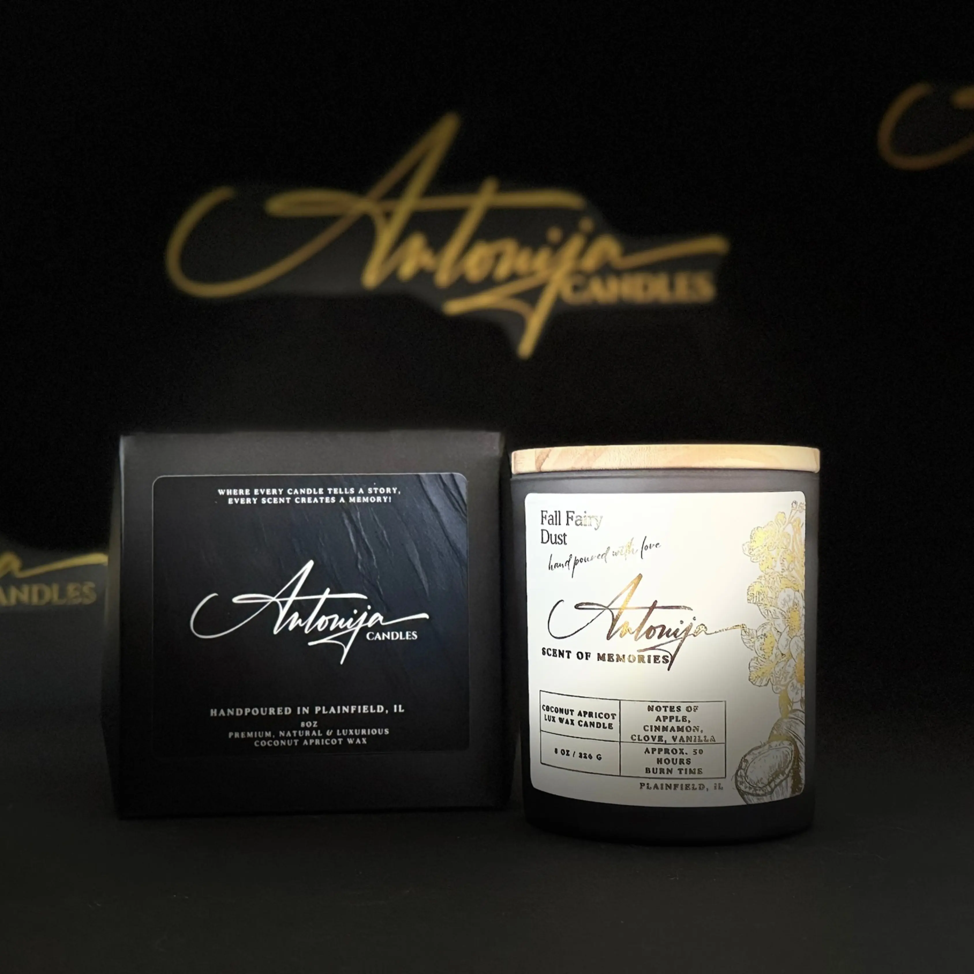 Antonija Candles Fall Fairy Dust Candle Nutmeg Cinnamon & Apple Woody Autumn Wreath Scent Cinnamon Clove Nutmeg Scented Fall Candles Thanksgiving Handcrafted with Pure Essential Oils 50-Hour Burn Time