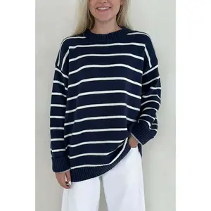 Sailor Navy and White Striped Oversized Sweater