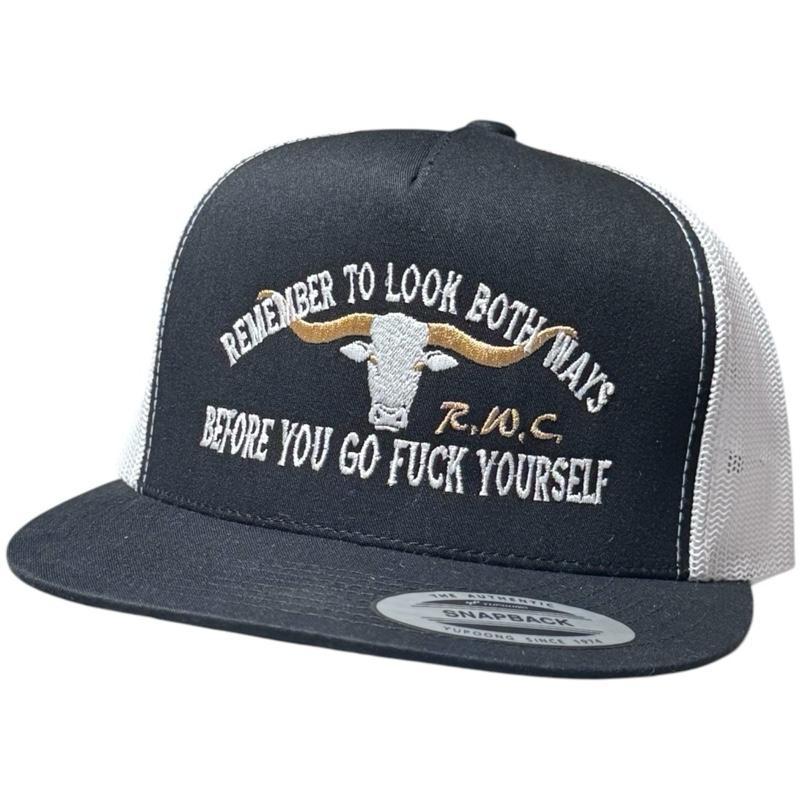 ALVARO Look Both Ways Before You F Yourself Embroidered Adjustable Cap for Sports Lovers, Road Trip Fans and Streetwear Aesthetics