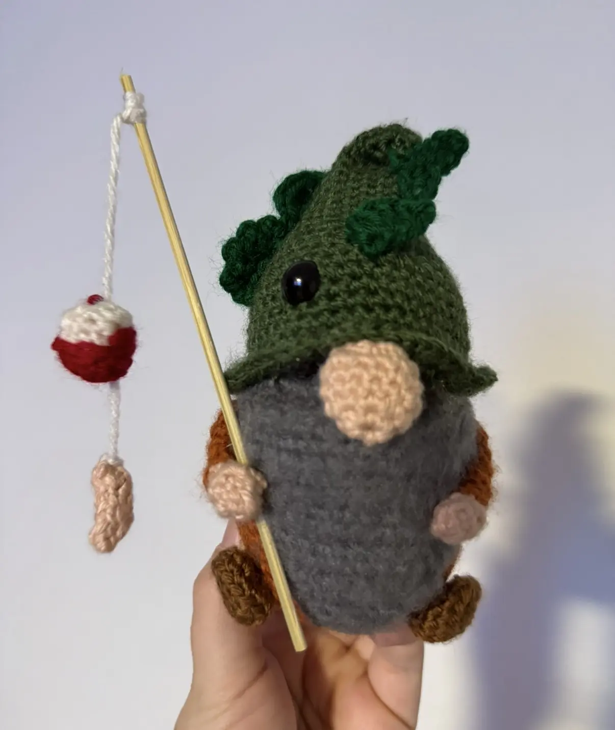 Crochet fishing gnome