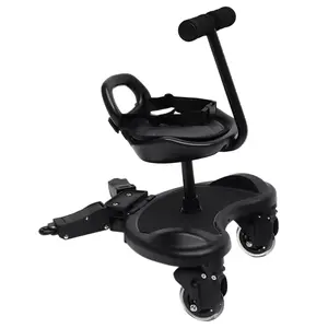 Stroller Attachment for Toddler to Ride, Universal Stroller Board 2-in-1 Buggy Board with Detachable Seat Standing Board for Most Brands of Strollers, Holds Children Up to 55lbs