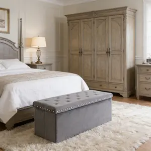 Velvet Storage Bench Ottoman, Upholstered Rectangle Ottoman with Lift-Off Lid, Multipurpose Storage Chest for Living Room Bedroom Entryway Hallway Home Decor