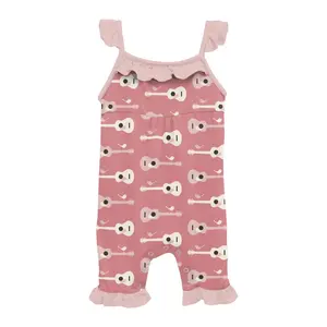 Print Wing Romper in Desert Rose Guitar Birds