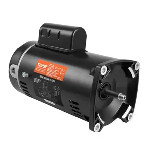 summervibes 1.5 HP Power Pool Pump Replacement Motor, 56Y Frame, 115V(12.8 A)/230V(6.4 A), 3450 RPM, 60Hz, 1.1 Service Factor, 90F/250V Capacitor, CCW Rotation, Square Flange, 1.5Hp Power