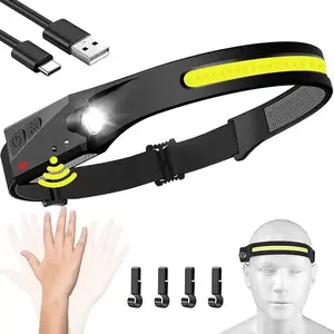 Headlamp Rechargeable, 230 ° Wide Beam Head Lamp LED with Motion Sensor for Adults - Camping Accessories Gear, Waterproof Head Light Flashlight for Hiking, Running, Repairing, Fishing, Cycling