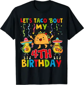 Cinco De Mayo Let's Taco Bout My 4th Birthday Toddler Kids T-Shirt - Nicolekhach Shop 98B0CSKBG6XV