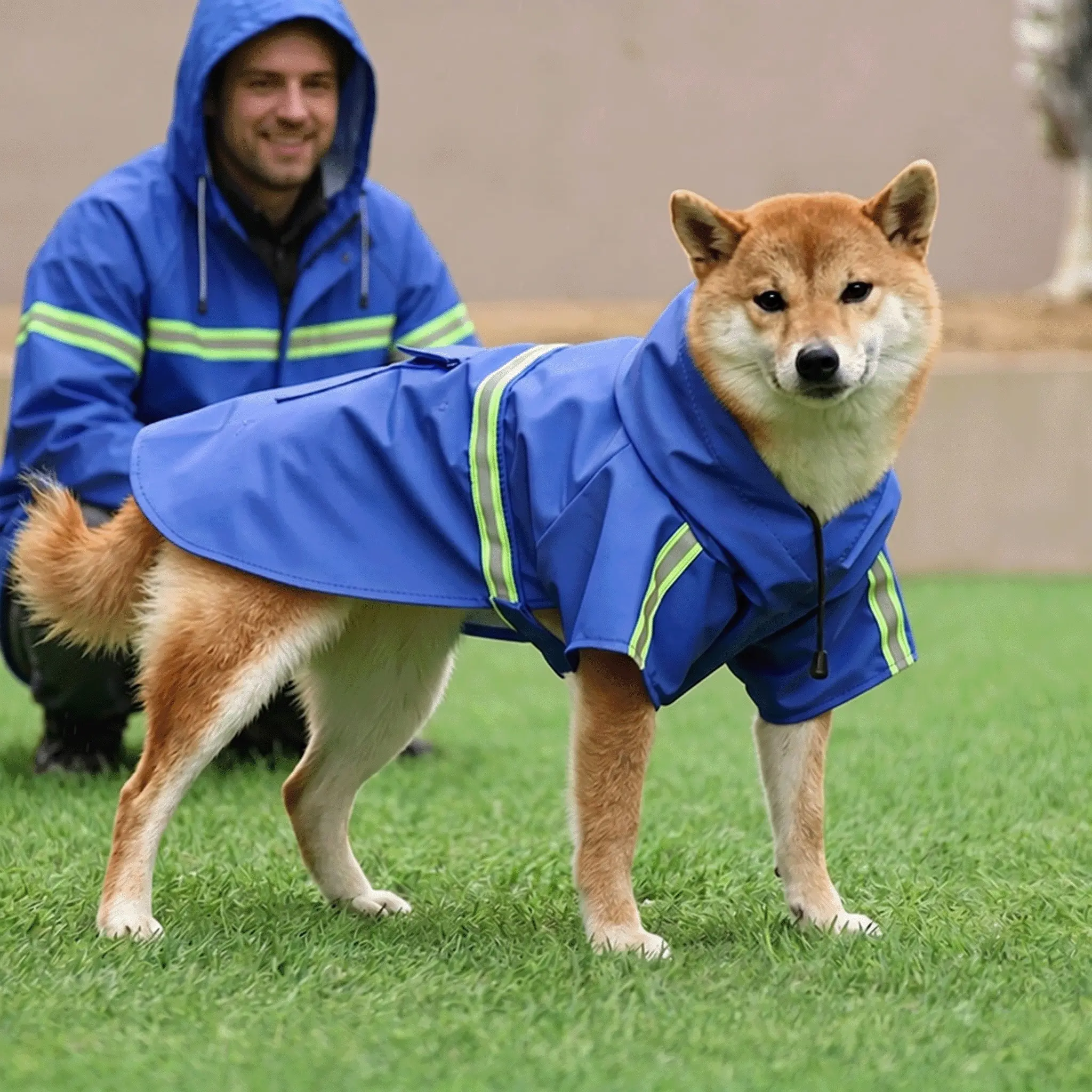 Pet Raincoat PU Waterproof Large Dog Rain Poncho Outdoor Reflective Dog Raincoat Hooded, Durable Tear-Resistant, Soft Comfortable Fabric, Small/medium Dogs, Snow/rain Weather