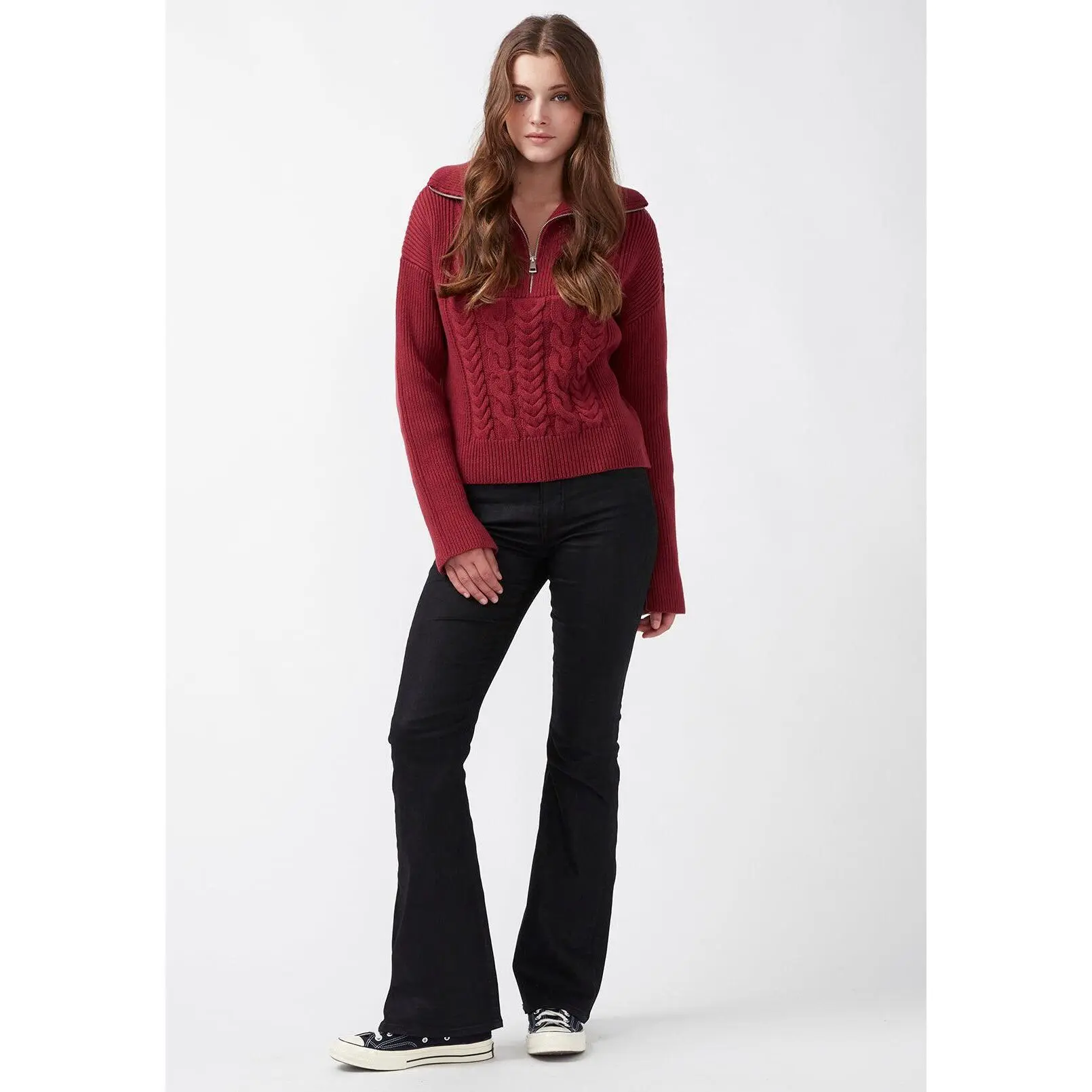 Sorella Women's Long Sleeve Sweater, Dark Red - SW0032F