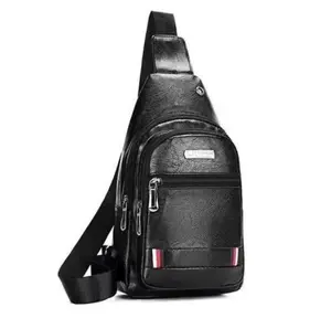 Bag for Men Soft Leather Casual Daypacks Business Chest Shoulder Bags for Travel Daily Use Small Shoulder Bag