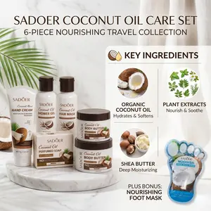 Coconut Oil Body Care Set, Deep Cleansing, Moisturizing, Travel Shower Kit, Holiday Gift, Suitable for All Skin Types