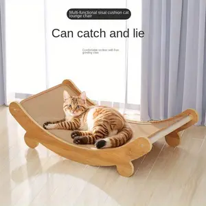 All-Season Cat Bed with Sisal Scratching Board - Claw Care & Play Lounger for Cats, Comfortable Recliner Design