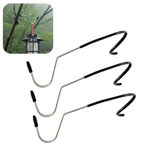 Multi-Function Outdoor Camping Lantern Hook Pole, Black Non-Slip Hanging Bracket Accessory for Lanterns, Camp Lighting & Indoor/Outdoor Hiking and Camping Gear Setup