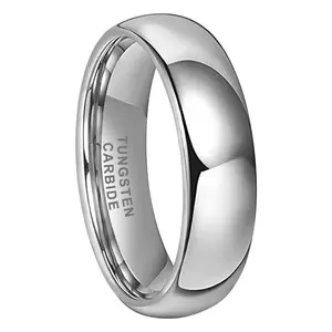 Elegant Silver 6MM Tungsten Couple Wedding Rings 18K Plated Engagement Bands All Match Fashion Accessories for Couples Personalized Anniversary Jewelry