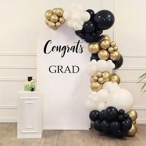 Congrats Grad Decal - Graduation Decals Sign for Backdrop,Congratulations Class Party Wall Sticker for Balloon Arch Decor,Grad Party,Graduation Event (Black)