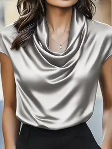Women's Summer New Fashion Short Sleeve Top Blouse, Elegant Loose-Fitting Design, Versatile Casual Wear for Daily