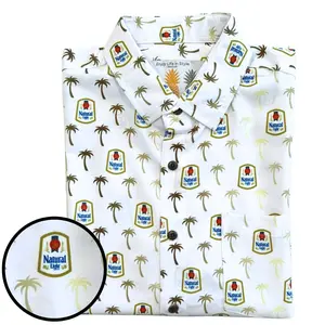 Super Stretch - Gold Palms Natural Light Hawaiian Shirt