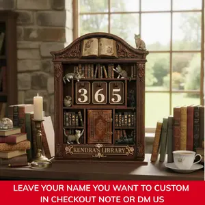 Custom Name Retro Cat Bookshelf Tracker Sign, Personalized Bookworm Gift for Cat Lovers, Vintage Book Read This Year Counter, Library Decor