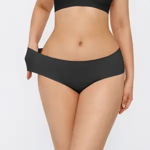 Popilush Women's low-rise low-cut panties, soft and elastic hip-hugging triangle pants, women's close-fitting panties Black Everyday