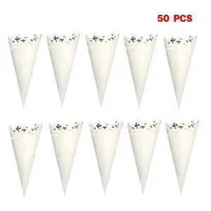 50pcs Laser Cut Petal Lace Laying Candy Wedding Party Favors Confetti Cones Pape