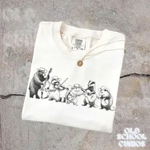 Comfort Colors Animal Band T-Shirt – Premium Soft-Washed Funny Forest Animals Playing Instruments Shirt – Aesthetic Music Lover Graphic Top – Trendy Woodland Creature Era Apparel – Soft-Washed Oversized Nature Top