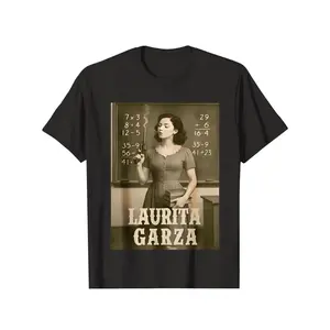 Black T-Shirt Laurita Garza Vintage Teacher Smoking Math Classroom Print Casual Wear for Men Women Unisex Streetwear Fashion Gift Graphic Tee