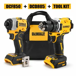 DEWALT 20V Brushless Set: DCF850 3-spd Impact Driver + DCD805 Hammer Drill. Variable speed, brushless, multi-material drilling & fastening. For interior, furniture, drywall, wood/metal/masonry lithium electric tool Cordless Household Set perforar 805 dcf