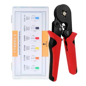 1180pcs Cold Press Terminal + Crimping Tool Set, Professional Self-Adjustable Ratchet Wire Stripper with Ratcheting Mechanism, 6 Specifications, Car Repair Wiring Hand Tools Kit
