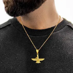 FaithHeart Farvahar Pendant Chain Necklace For Women Men Stainless Steel