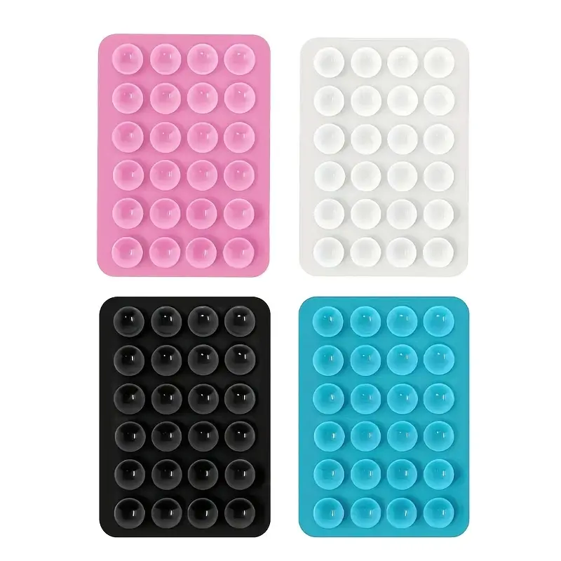 Silicone Sticky Smartphone Grip Phone Holder - 2-Pack Cellphone Mount with 24 Suction Cups, Compact Handy Design, 4 Trendy Colors, Double-Sided Secure Stability for Daily Use (Phones & Electronics Accessories), Silicon
