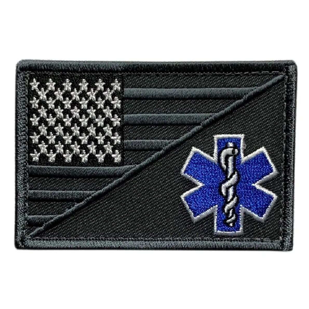 EMT USA Flag Medic EMS Tactical Patch (“Hook” Fastener - Subdued Silver-MFY15)