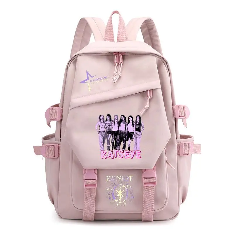 KATSEYE Print Backpack, Lightweight Canvas School Bag for Primary & Secondary Students