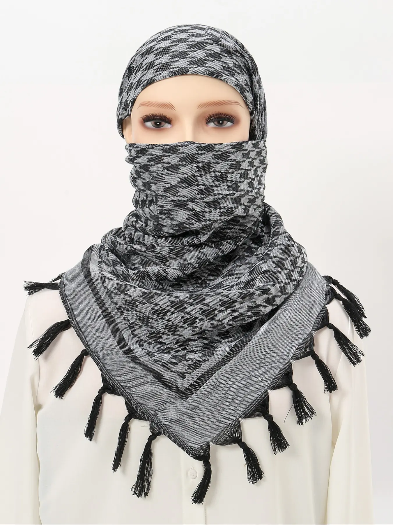 Women's Fashion Tactical Scarf Plaid Pattern Comfortable Hijab Muslim Headscarf, Stylish New Design for Women Daily Wear Tactical scarf