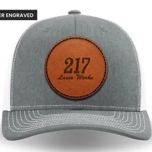 217 Laser Works Hats with Leather Patch - Engraved Design,  Adjustable Fit, Perfect for Everyday Wear