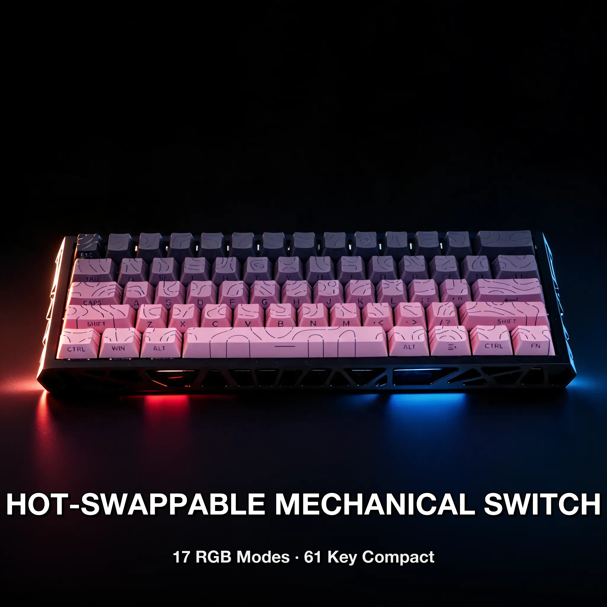 65% Layout Wired Keyboard with Magnetic Switch, Rapid Trigger, RGB Backlight, Compact Hall Effect Topographic Keycaps for Laptop/PC