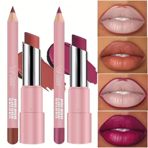Velvet Matte Lipstick Lip liner Pencil 3 in 1 Set Makeup Waterproof Long Lasting Coloring Lip Glossy Smooth Nonstick Easy To Shading Beauty Cosmetic