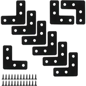 Black Stainless Steel L Flat Corner Braces 40mm x 40mm/1.57 x 1.57 Inch Angle Bracket Connector Fixing Repair Joint Bracket for Wood Furniture, 20Pcs