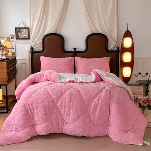 Cosybay Comforter Set with 2 pillowcases (Twin size only 1 pillow shams), Faux Fur Grey Comforter Set Queen Size/ Twin Size,Warm Plush Fleece Winter Bedding set, Thick Plush Sherpa Fleece Oversized Winter Bedding Cozy Gifts for Room,Christmas Quilt