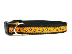 Spooky Spider Halloween Dog Collar on Black - Puppy Halloween Collar - Adjustable Size, Festive Pet Accessory, Trick or Treat Dog Costume
