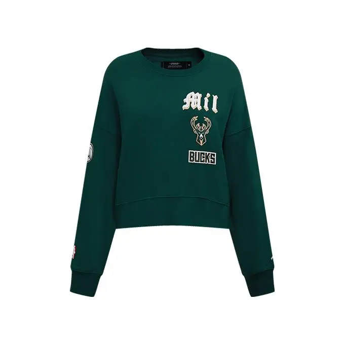 Women's Pro Standard Old English Milwaukee Bucks Crewneck Sweatshirt