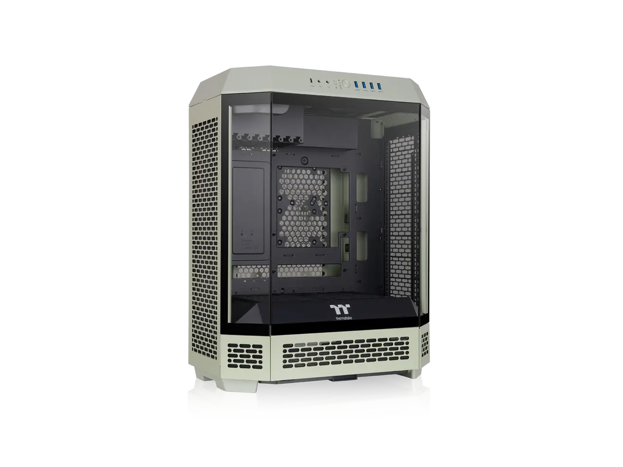 Thermaltake Tower 600 Matcha Green Mid-Tower ATX Case; 3 Tempered Glass Panels; Hidden-Connector Motherboard Support; Rotational PCI-e Slots; CA-1Z1-00MEWN-00