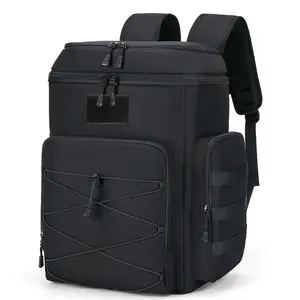 HSHRISH Black Cooler Backpack for Picnic/Hike - 5 Pockets, Keeps Drinks Cold, Holds Snacks/Utensils, Waterproof & Tough, Durable Material, Ideal for Outdoors