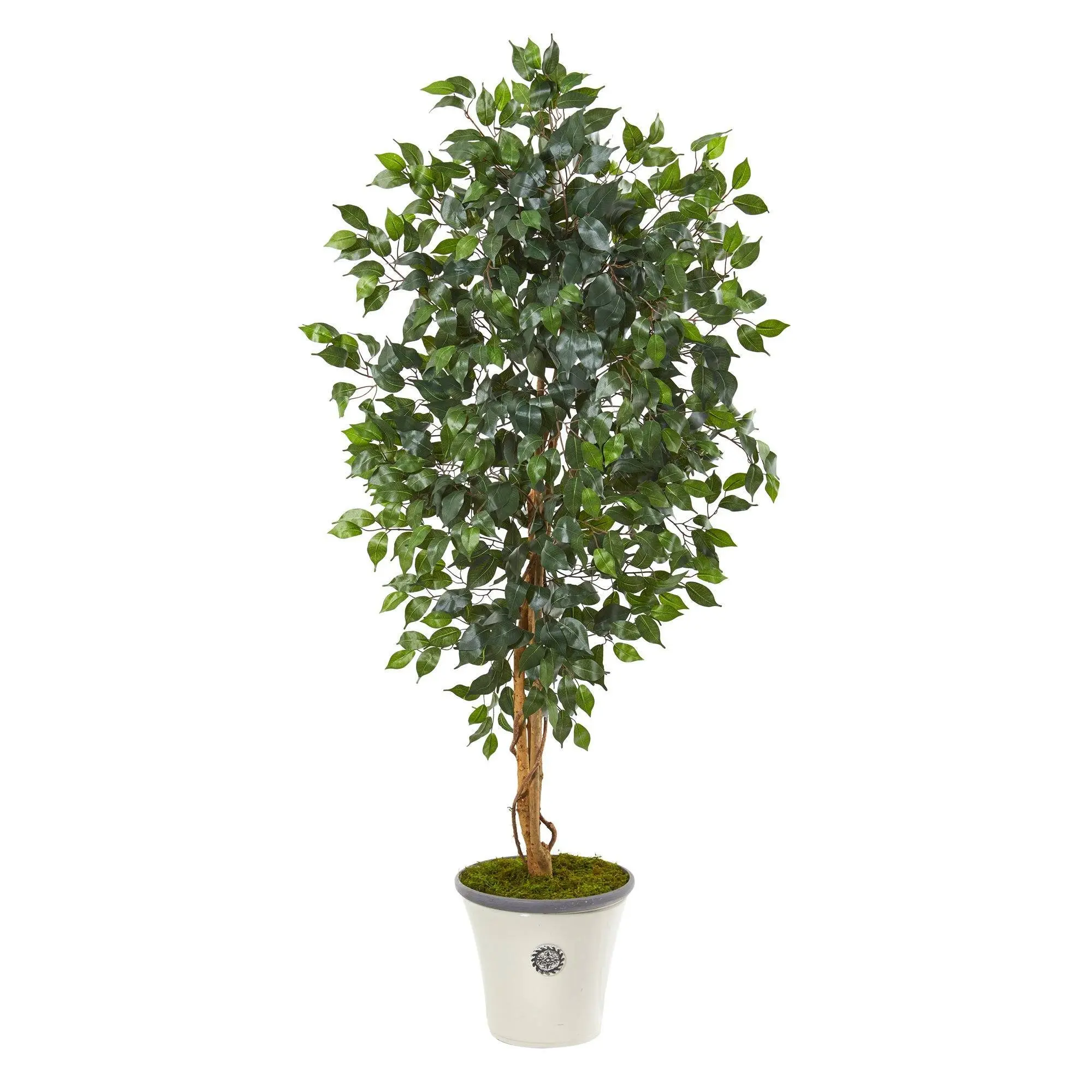 65 In Silk Ficus Floor Fake Tree, Artificial Plant with Realistic Leaves & Natural Look, Decorative Planter for Home Decor, Silky