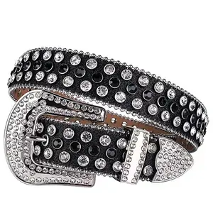 2025 New Belt for Women with Rivets, Alloy, Rhinestones, Diamond-Studded Pin Buckle, Punk Style, Hip-Hop Trend, Hot Item