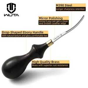 WUTA PRO M390 Beveler - Space-Grade Steel! Mirror-Polished Edge, CNC Ebony Handle - 6 Sizes for Silky Leather Edges