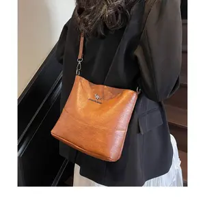 Women Vintage Bucket Crossbody Bag, Adjustable Strap Daily Shoulder Handbag, Casual Bucket Bag for Shopping Travel Daily Use