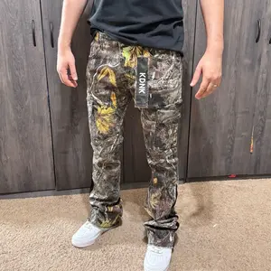KDNK Men’s Camo Cargo Stacked Flare Jeans