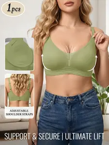 Back Smoothing Jelly Strip Bra, Side Coverage Prevents Spillage, Breathable Mesh No Sweaty, Adjustable Wide Straps, Removable Pads, All Day Wear No Burden