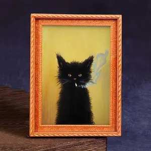 1pc/2pcs Cute Cat Refrigerator Magnets, Refrigerator Decorating Magnet - Black Design, Durable Bamboo Material, Perfect for Home & Office Decor, Holiday Gifts, Kitchen Accessories