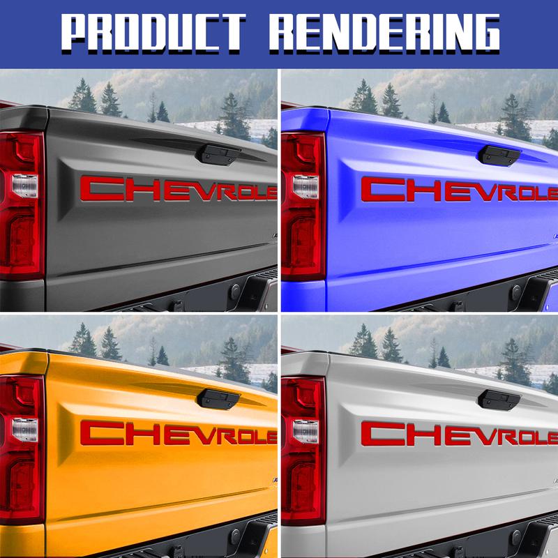 3D Tailgate Letters Insert Decals for Chevy Silverado(1500,2500) 2019 2020 2021 2022 2023 2024 2025, Made of Premium ABS Plastic, Strong 3M Adhesive, Weatherproof and Fade Resistant, American Truck Accessory
